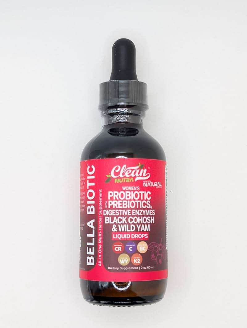 Liquid Probiotics for Women Drops with Chasteberry, Black Cohosh, Prebiotics, Digestive Enzymes, Evening Primrose Oil, Wild Yam, Cranberry Dmannose and Iron Vitamin D3 K2 Clean Nutra Bella Biotics - Image 6