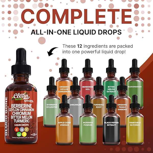Clean Nutra Berberine with Ceylon Cinnamon Supplement Liquid Drops + Bitter Melon Extract, Glucomannan, Gymnema, Chromium, Turmeric, Organic Panax Ginseng, Moringa GLP-1 Support - Image 3