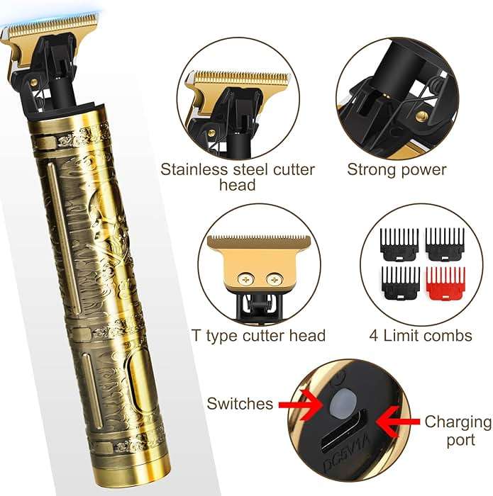 YOGINGO Professional Hair Trimmer for Men, Cordless Rechargeable Beard Trimmer Hair Clippers for Men, Metal Body Cutting Grooming Kit, Beard Shaver Barbershop, Bronze - Image 2