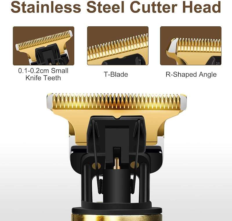 YOGINGO Professional Hair Trimmer for Men, Cordless Rechargeable Beard Trimmer Hair Clippers for Men, Metal Body Cutting Grooming Kit, Beard Shaver Barbershop, Bronze - Image 3