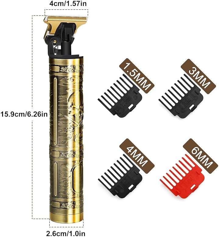 YOGINGO Professional Hair Trimmer for Men, Cordless Rechargeable Beard Trimmer Hair Clippers for Men, Metal Body Cutting Grooming Kit, Beard Shaver Barbershop, Bronze - Image 7