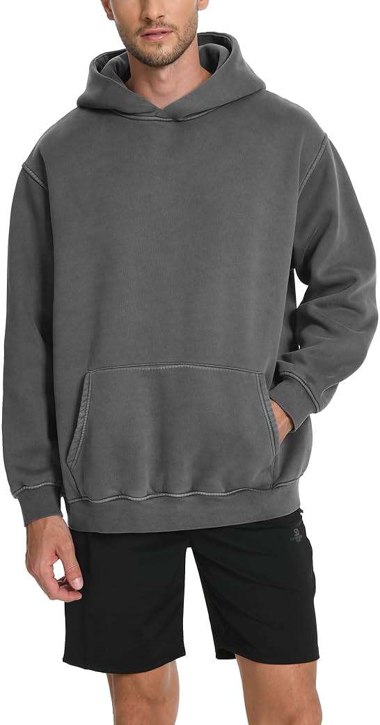 FAIABLE Mens Womens Oversized Acid Wash Hoodie Unisex Heavyweight Fleece Sweatshirt Vintage Cotton Hoodies 2026 - Image 2