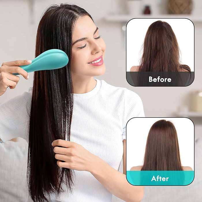 Aussumy 2 Pack Detangling Hair Brush - Detangler Hairbrush with Ultra Soft Bristles for Effortless Tangle Removal - For Dry Wet Damaged Curly Hair for Men Women Girls Boys Kids - Black & Green - Image 4