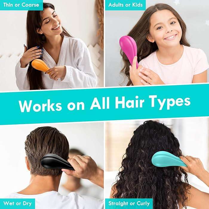 Aussumy 2 Pack Detangling Hair Brush - Detangler Hairbrush with Ultra Soft Bristles for Effortless Tangle Removal - For Dry Wet Damaged Curly Hair for Men Women Girls Boys Kids - Black & Green - Image 6