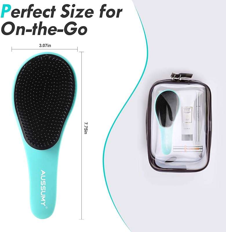 Aussumy 2 Pack Detangling Hair Brush - Detangler Hairbrush with Ultra Soft Bristles for Effortless Tangle Removal - For Dry Wet Damaged Curly Hair for Men Women Girls Boys Kids - Black & Green - Image 7