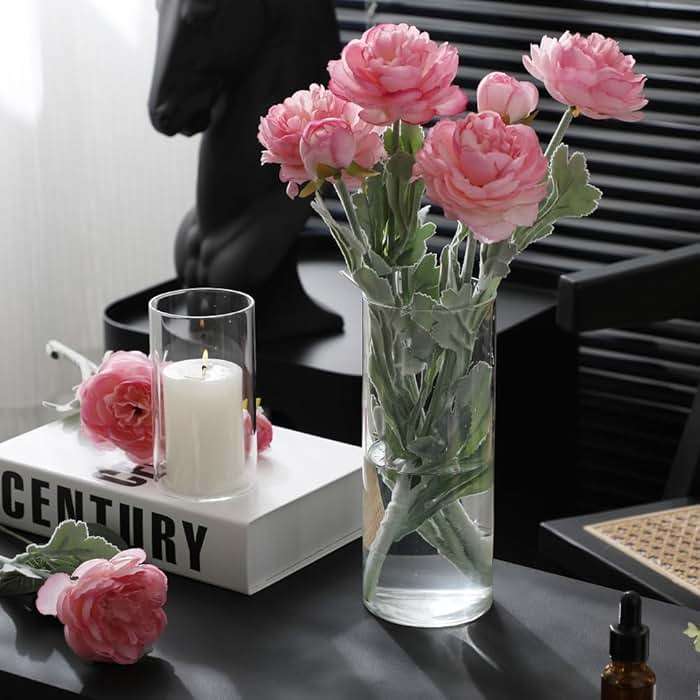 PNJHDZ 24 Pcs White Pillar Candles and Glass Candle Holders Cylinder Candle Vases for Pillar Candles Hurricane Candle Holders Set for Wedding Party, Event, Home Office Decor - Image 6
