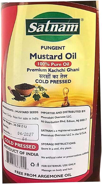Mustard Oil Cold Pressed *100% Pure Oil* 1ltr/ 34 Fl.Oz - Image 3
