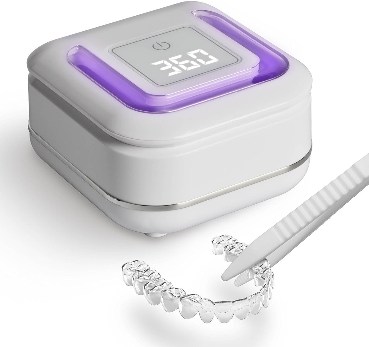 FSA HSA Eligible | 2-in-1 Ultrasonic & U-V Dental Cleaner, 42kHz Deep Cleaning Machine with Digital Timer, 180ml Pod for Retainers, Aligners, Mouth Guards | Viewing Port - Product Image