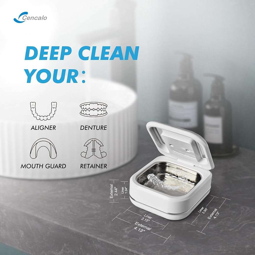 FSA HSA Eligible | 2-in-1 Ultrasonic & U-V Dental Cleaner, 42kHz Deep Cleaning Machine with Digital Timer, 180ml Pod for Retainers, Aligners, Mouth Guards | Viewing Port - Image 5