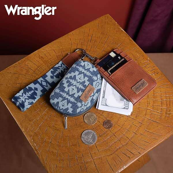 Wrangler Aztec Keychain Wristlet Wallets for Women Western Dual Pouch Wristlet Credit Card Holder Wallet with Zipper Pocket WG2212-W0051JN - Image 6