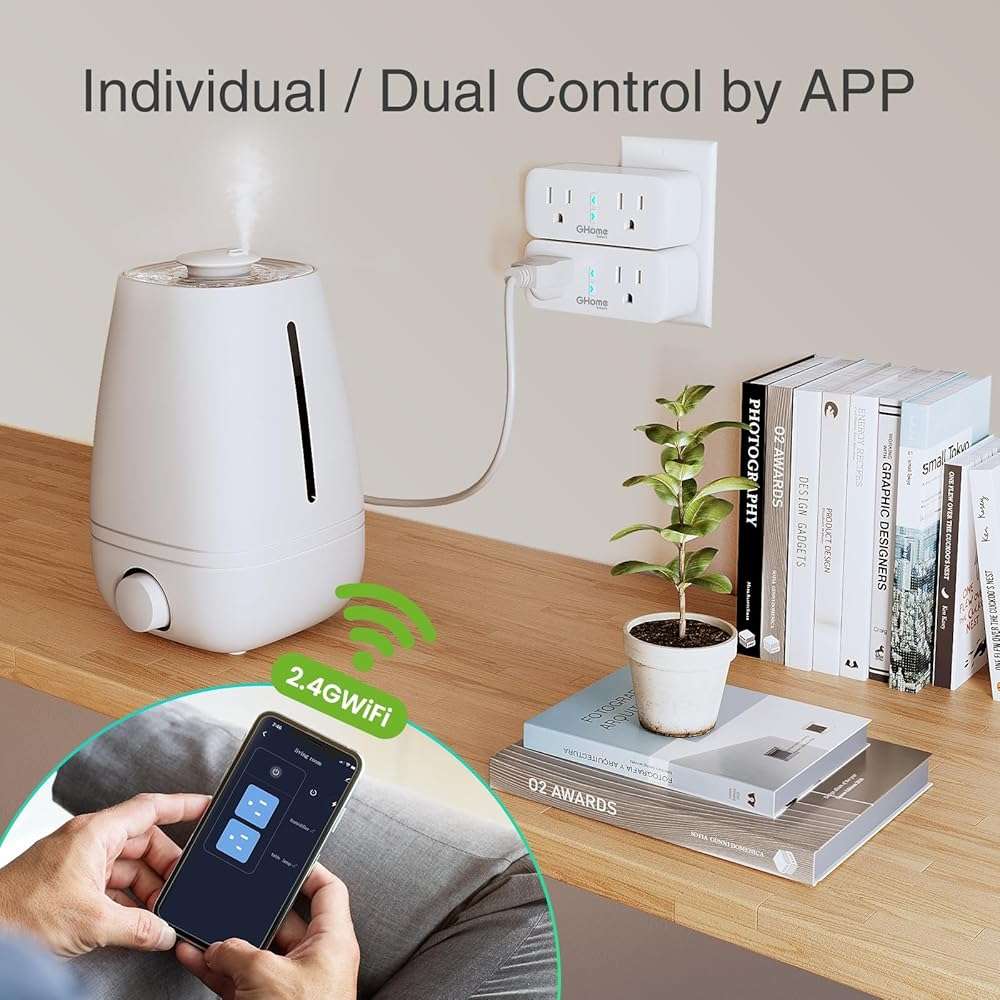 Dual Smart Plug 15A, GHome Smart Plugs Work with Alexa and Google Home, 2-in-1 Compact Smart Outlet Timer with APP Remote Control, 2.4GHz Wi-Fi Only, No Hub Required, FCC Listed, 2 Pack - Image 3