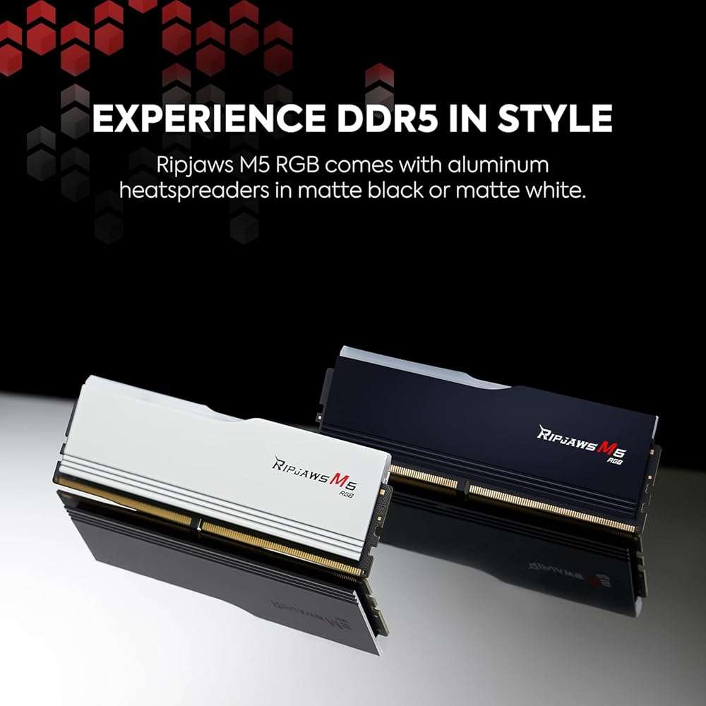 G.SKILL Ripjaws M5 RGB Series DDR5 RAM (Intel XMP 3.0) 32GB (2x16GB) 6400MT/s CL36-48-48-102 1.35V Desktop Computer Memory U-DIMM - Matte White (F5-6400J3648F16GX2-RM5RW) - Image 4