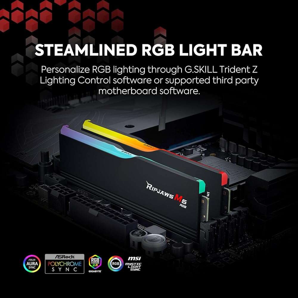 G.SKILL Ripjaws M5 RGB Series DDR5 RAM (Intel XMP 3.0) 32GB (2x16GB) 6400MT/s CL36-48-48-102 1.35V Desktop Computer Memory U-DIMM - Matte White (F5-6400J3648F16GX2-RM5RW) - Image 5