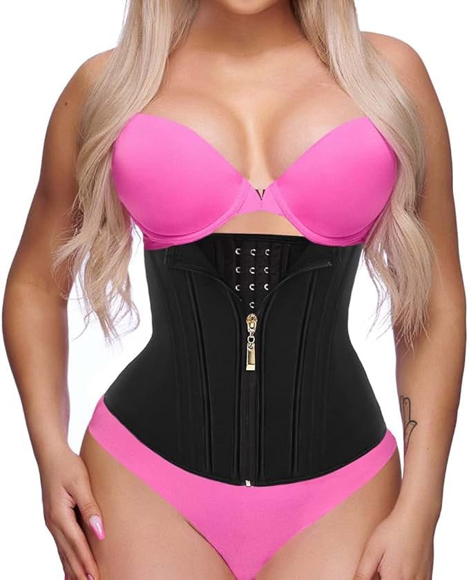 GainKee Waist Trainer for Women Corset Workout Cincher Body Shaper Tummy Control Shapewear Sweat Trimmer Latex Zipper - Product Image