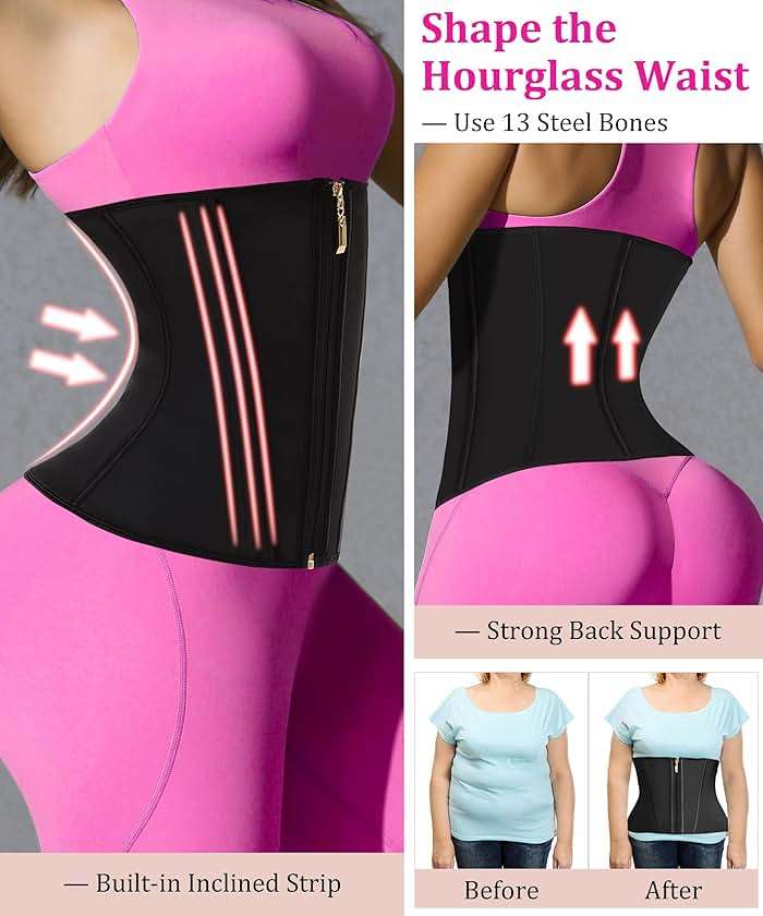 GainKee Waist Trainer for Women Corset Workout Cincher Body Shaper Tummy Control Shapewear Sweat Trimmer Latex Zipper - Image 2