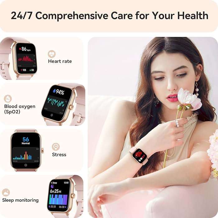 Smart Watch for Women Android & iPhone, Alexa Built-in, IP68 Waterproof Activity Fitness Tracker with Bluetooth Call (Answer/Make), 1.8" Smartwatch with Heart Rate/SpO2/Sleep Monitor, 100+ Sports Mode | for Women, Android & iPhone, Alexa Built-in, IP68 Waterproof, with Bluetooth Call, (Answer/Make), with Heart Rate/SpO2/Sleep - Image 2