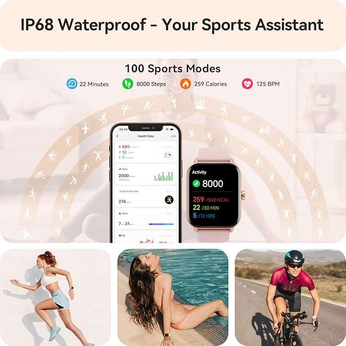 Smart Watch for Women Android & iPhone, Alexa Built-in, IP68 Waterproof Activity Fitness Tracker with Bluetooth Call (Answer/Make), 1.8" Smartwatch with Heart Rate/SpO2/Sleep Monitor, 100+ Sports Mode | for Women, Android & iPhone, Alexa Built-in, IP68 Waterproof, with Bluetooth Call, (Answer/Make), with Heart Rate/SpO2/Sleep - Image 4