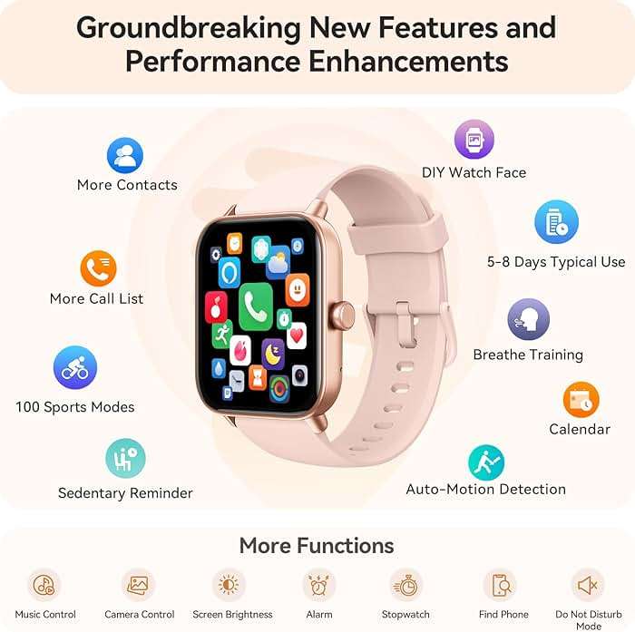 Smart Watch for Women Android & iPhone, Alexa Built-in, IP68 Waterproof Activity Fitness Tracker with Bluetooth Call (Answer/Make), 1.8" Smartwatch with Heart Rate/SpO2/Sleep Monitor, 100+ Sports Mode | for Women, Android & iPhone, Alexa Built-in, IP68 Waterproof, with Bluetooth Call, (Answer/Make), with Heart Rate/SpO2/Sleep - Image 6