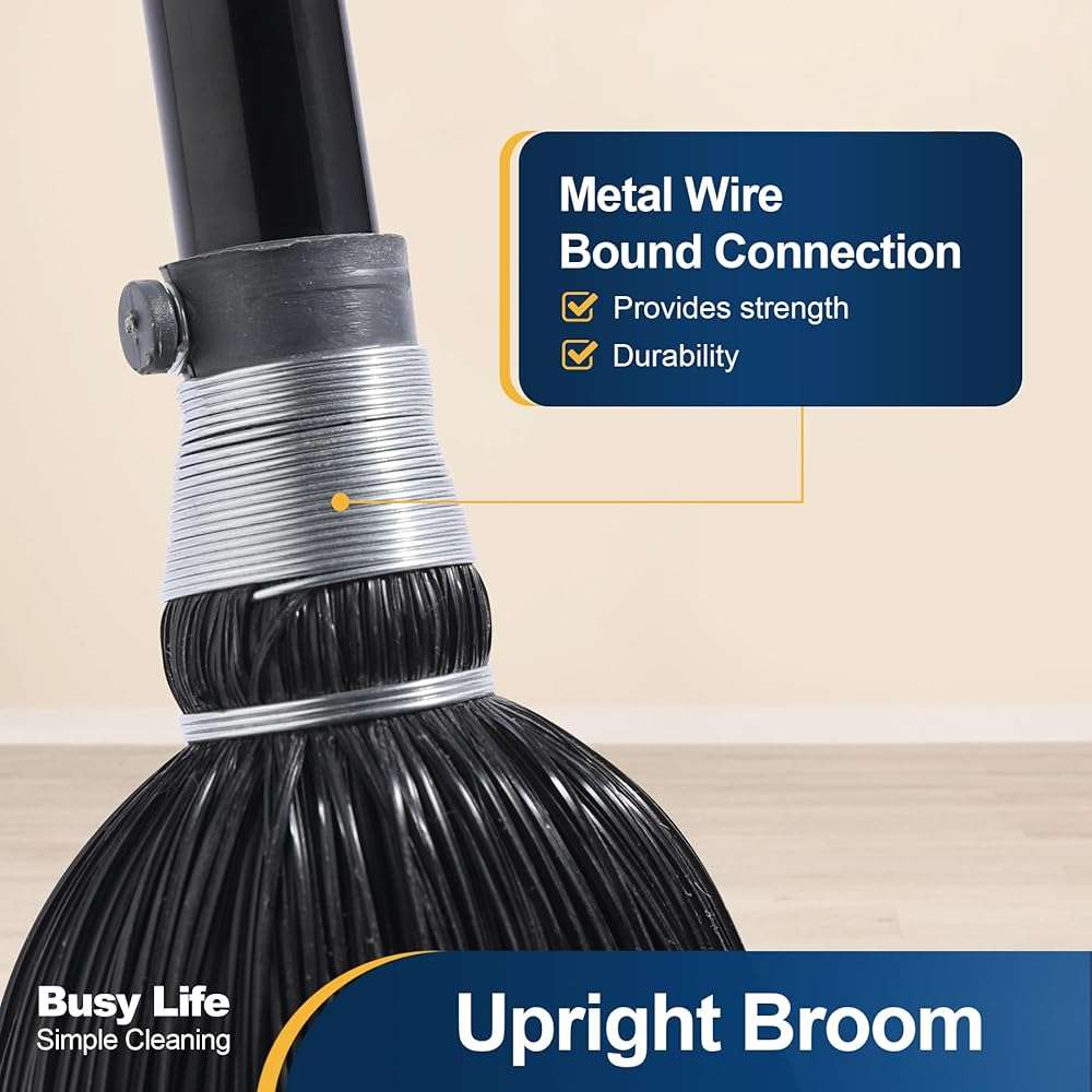Yocada Broom Commercial Indoor Outdoor Broom 55.5 inch Tall for Courtyard Garage Lobby Mall Market Floor Home Office Leaves Stone Dust Rubbishb Black - Image 4