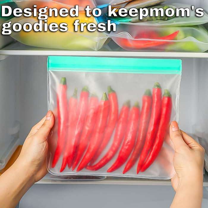 SHUCHUANG 10 Pack Reusable Snack Bags, BPA Free PEVA Food Storage, Extra Thick Dishwasher Safe Freezer Safe, Small Snack Size for Lunch Travel - Image 5