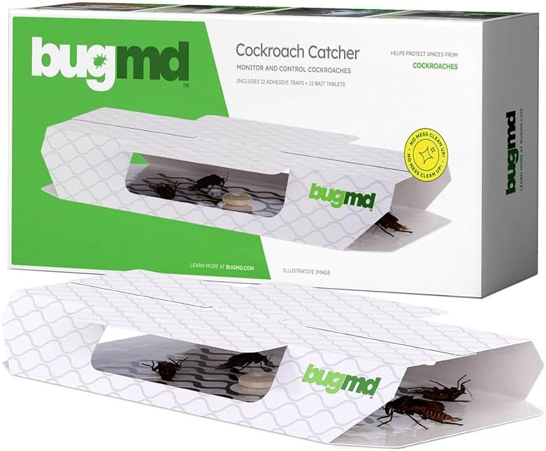 BugMD Indoor Cockroach Killer & Roach Trap - Sticky Insect, Spider, Cricket Control for Home - Glue Traps Pest Defense, 12 Pack Sticky Bug Solution - Product Image