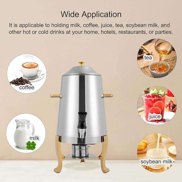 YIYIBYUS 3.5 Gallon Hot Beverage Dispenser, Stainless Steel Coffee Urn Chafer, Hot Drinks Dispenser for Milk Coffee Tea Water Juice - Parties Event Buffet Catering, Alcohol heating, Silver - Image 6