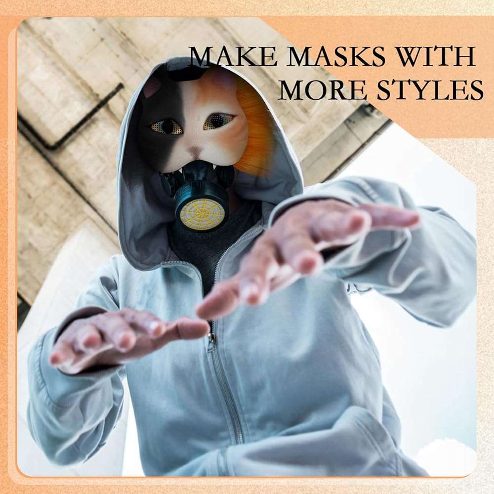 Seenelling DIY Therian Mask Kit Blank Cat Mask with Felt Fabric Sheet Plush Faux Fur Eye Mesh for Therian Gear Stuff - Image 5