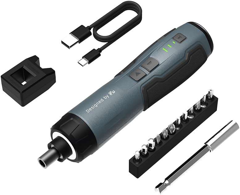 iFu Cordless Electric Screwdriver Kit, 3-Speed 3.5N.m Power Tool | Need a reliable tool for home repair? This 2000mAh electric screwdriver with 12 S2 bits handles furniture assembly easily. - Image 1