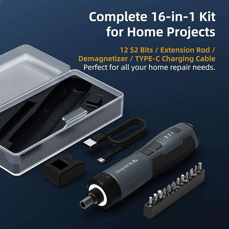 iFu Cordless Electric Screwdriver Kit, 3-Speed 3.5N.m Power Tool | Need a reliable tool for home repair? This 2000mAh electric screwdriver with 12 S2 bits handles furniture assembly easily. - Image 5