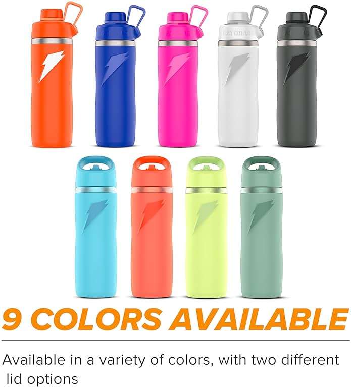 Gatorade 'Overtime' 22oz Stainless Steel Water Bottle, Twist Cap, Orange - Image 9