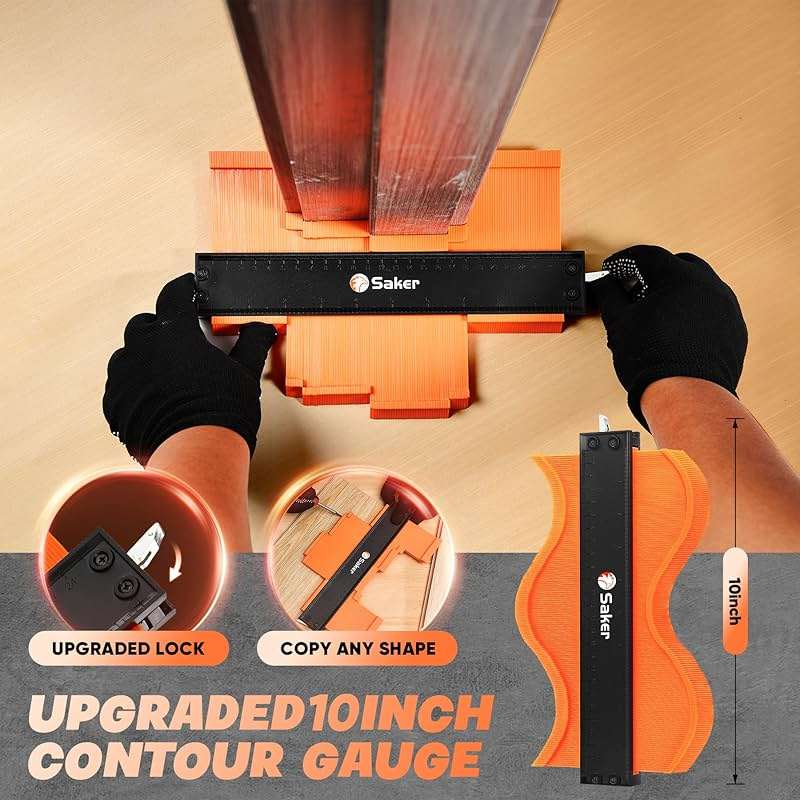Saker Laminate Flooring Tools, 65-Piece Wood Flooring Installation Kit with 60 Flooring Spacers,Tapping Block with Handle, Pull Bar, 10”Contour Gauge, Rubber Mallet, Tape Measure - Image 8