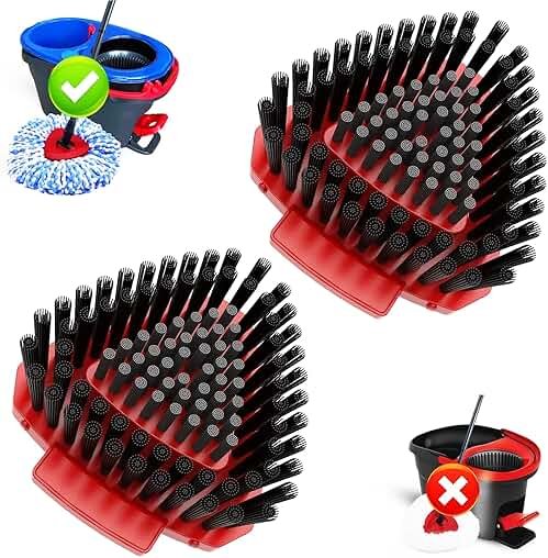 Fatmass 2 Pack Upgraded Spin Mop Replace Scrub Mop Brush Compatible with O Cedar 2 Tank RinseClean, Great for Kitchen, Deck, Bathroom and Shower Floor Scrubber - Product Image