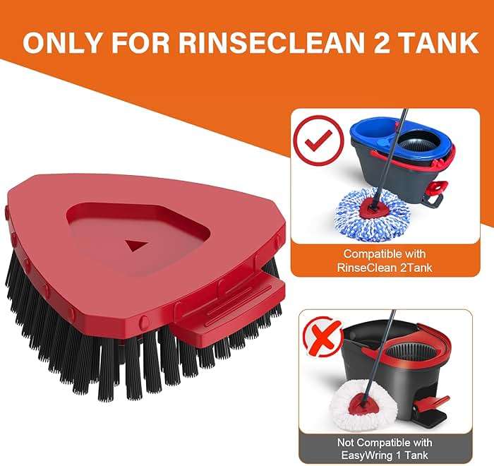Fatmass 2 Pack Upgraded Spin Mop Replace Scrub Mop Brush Compatible with O Cedar 2 Tank RinseClean, Great for Kitchen, Deck, Bathroom and Shower Floor Scrubber - Image 3