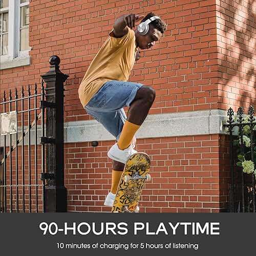 DOQAUS Bluetooth Headphones Over Ear, 90H Playtime, 3 EQ Modes, HiFi Audio, ENC Mic, Reinforced Durable Frame & Soft Earpads for Extended Wear, Phone, PC, Travel - Image 2