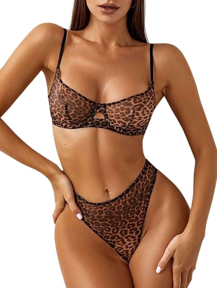 Lilosy Sexy Mesh Sheer Underwire Push Up Lingerie Set Lingerie Set - Image 1