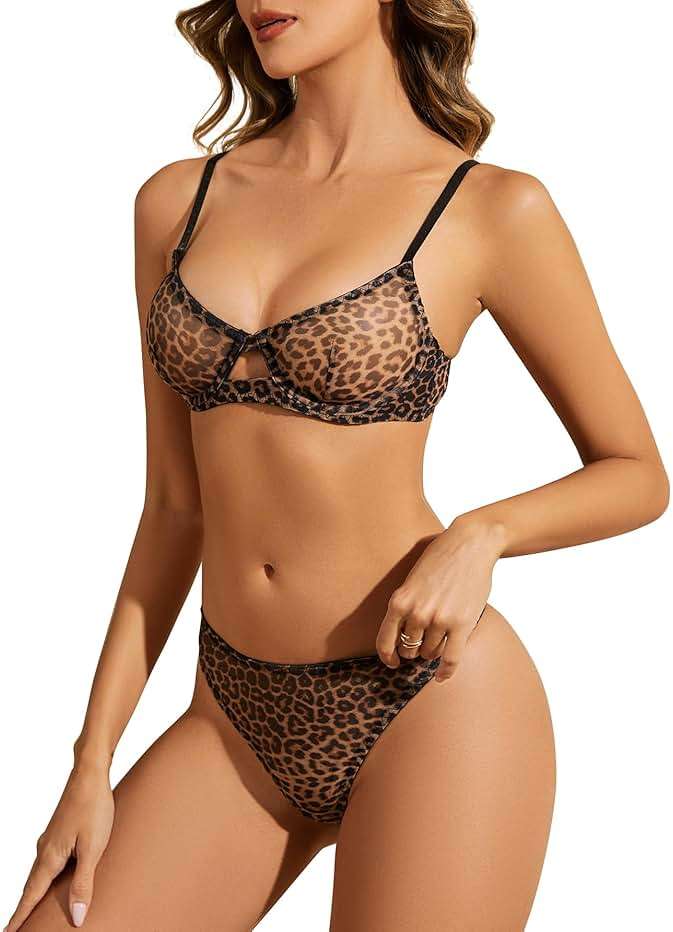 Lilosy Sexy Mesh Sheer Underwire Push Up Lingerie Set Lingerie Set - Image 2