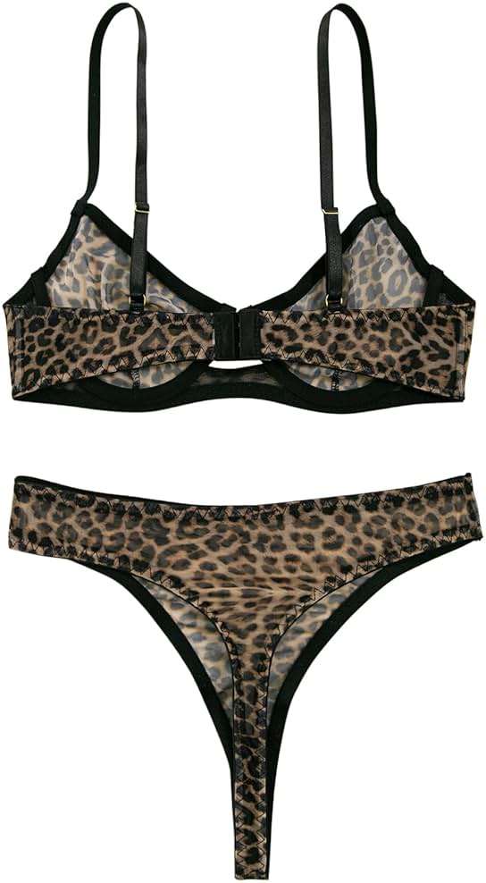 Lilosy Sexy Mesh Sheer Underwire Push Up Lingerie Set Lingerie Set - Image 5