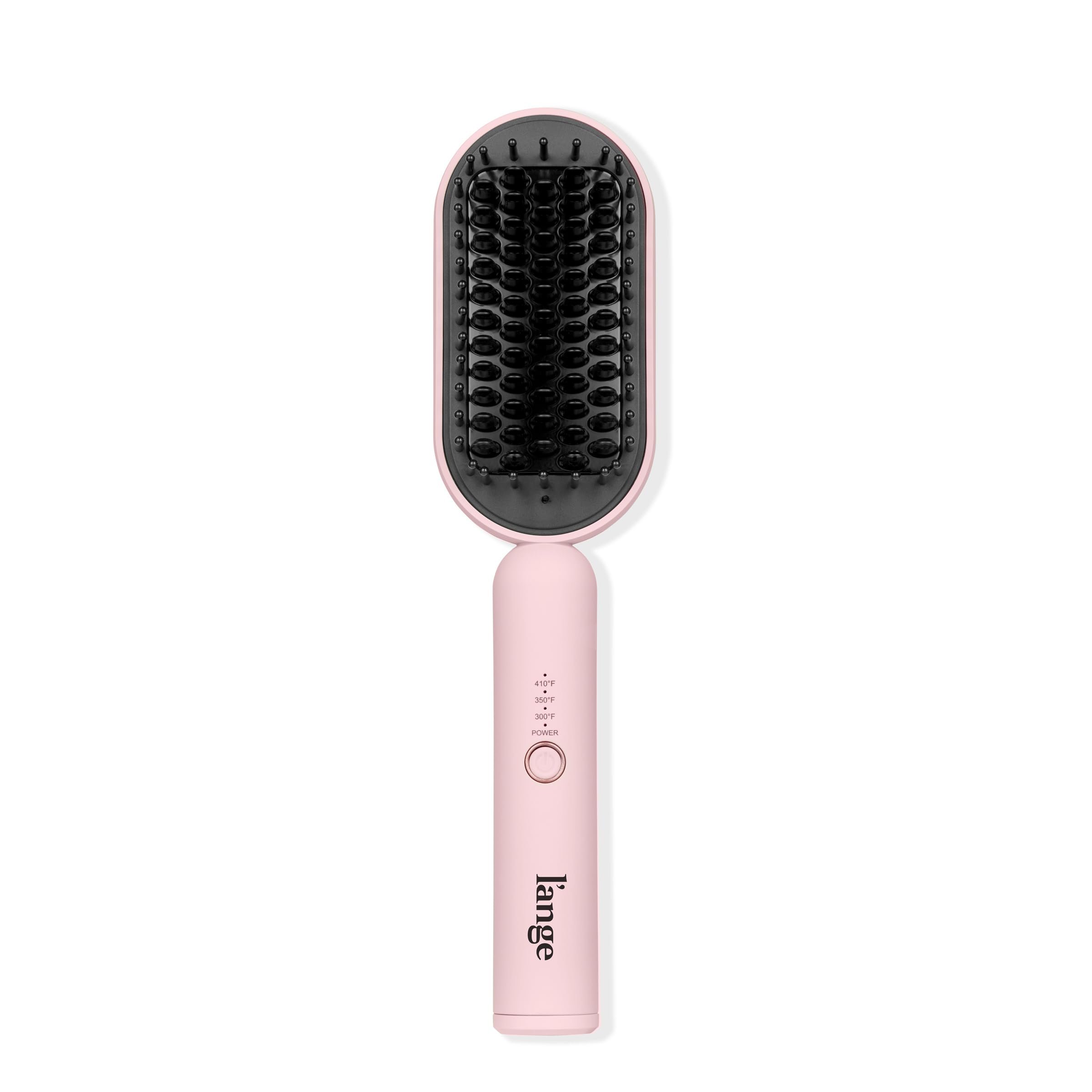 L'ANGE HAIR Mane Pass Straightening Hot Brush | Hair Straightening Brush with Ceramic Bristles & Negative Ion Technology | Adjustable Temp | Auto Shut-Off & Dual Voltage | (Blush) - Product Image