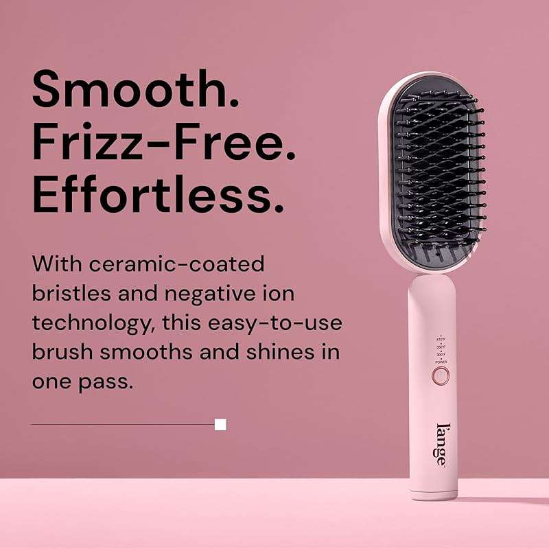 L'ANGE HAIR Mane Pass Straightening Hot Brush | Hair Straightening Brush with Ceramic Bristles & Negative Ion Technology | Adjustable Temp | Auto Shut-Off & Dual Voltage | (Blush) - Image 2