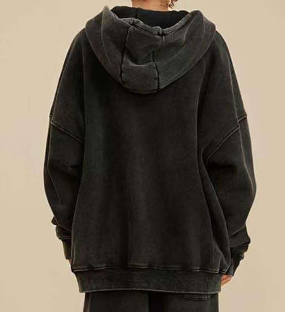 Dynict Men's Zip-Up Hoodies Solid Hip-Hop Y2K Oversize Wash Old Craft Basic Hoodies Heavyweight Casual Fit Sweatshirt - Image 3