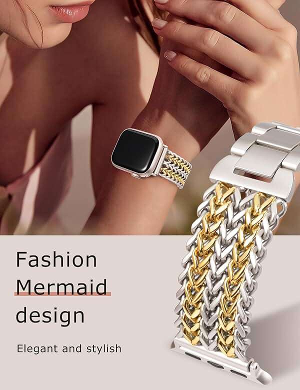 Minyee Compatible with Apple Watch Band 41/40/38/44/45/46/49/42mm Women, Dressy Stainless Steel Metal Adjustable Chain Strap Link Bracelet Wristband for iWatch Series 11 10 9 8 7 6 5 4 3 2 1 Ultra SE - Image 5