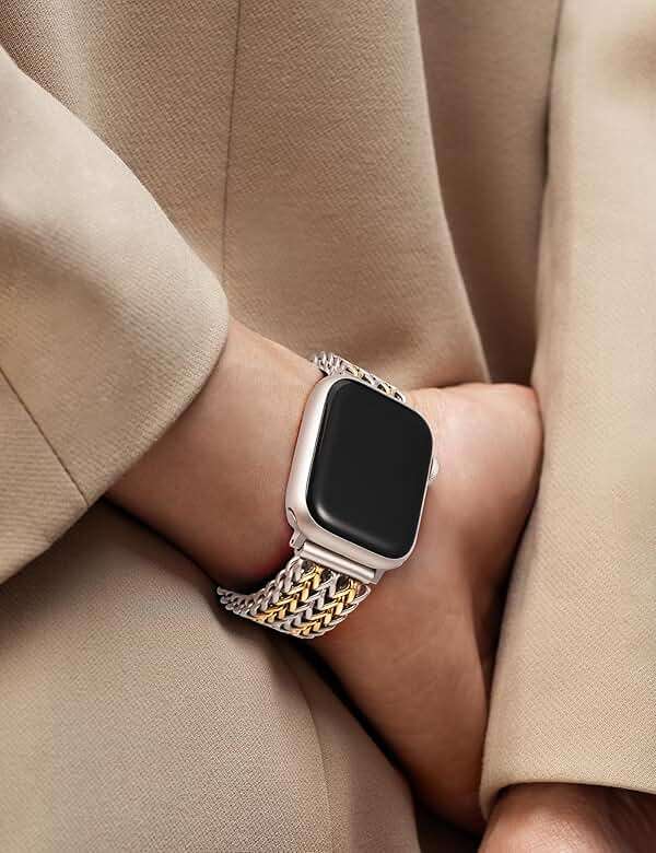 Minyee Compatible with Apple Watch Band 41/40/38/44/45/46/49/42mm Women, Dressy Stainless Steel Metal Adjustable Chain Strap Link Bracelet Wristband for iWatch Series 11 10 9 8 7 6 5 4 3 2 1 Ultra SE - Image 6
