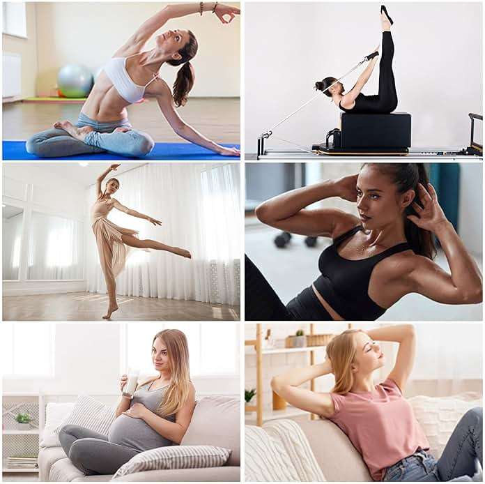 TOAMOUR 4 Pairs Pilates Socks with Grips for Women, Non Slip Yoga Athletic Ballet Barre Dance Workout Crew Socks - Image 6