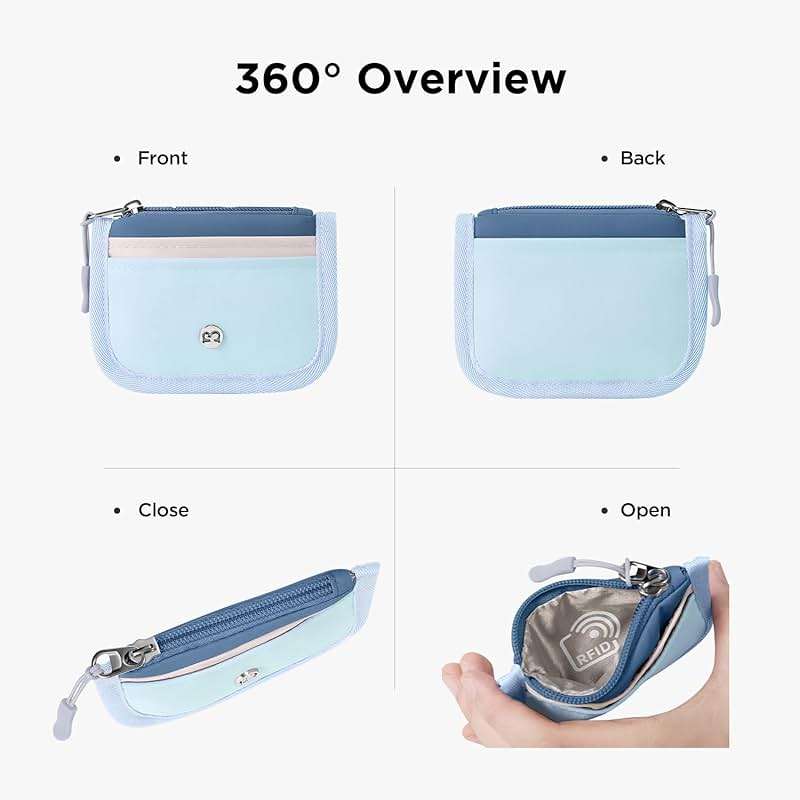 Babysun Mini Rfid Card Holder Slim Wallet with Change Zipper Pocket/3 Crad Slots/Key Ring, Small Wallet Thin Credit Card Wallet for Women & Men - Image 2