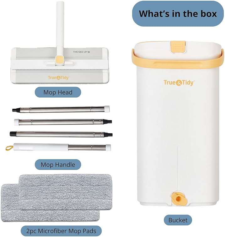 Mop and Bucket Set with Pump System for Home, Hands Free Self Cleaning with 3 Compartments to Separate Clean from Dirty Water, with 2 Machine Washable Microfiber Mop Pads, Patent Pending, in Gift Box - Image 9