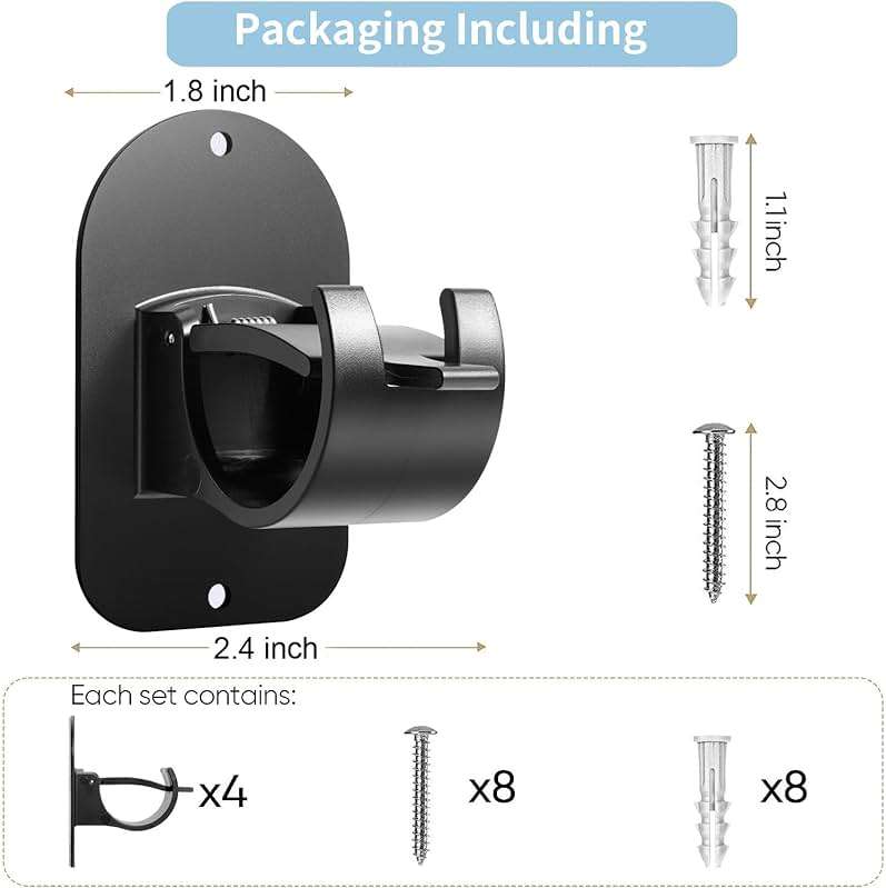 No Drill Curtain Rod Holder Hangers - Self Adhesive Curtain Rod Hook - Upgrade Large No Drilling Plastic Curtain Rod Brackets Renter Friendly Curtain Rod Hanger (4PCS Black) - Image 3
