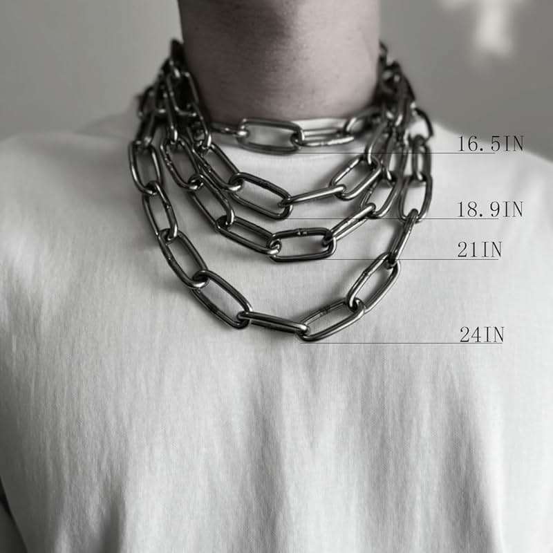 RAMUS KATEN Men's Heavy Duty Quee Goth Grunge Chunky Necklaces Punk Stainless Steel Alternative Industrial Collar Choker Link Chain For Women Jewelry - Image 4