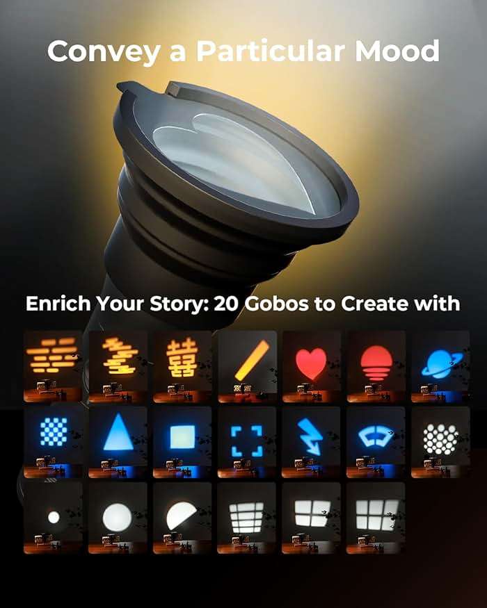 SMALLRIG RGB LED Photography Flashlight, 7500mAh Aluminum Alloy Patterned Ambient Light, 4 Color Fill Light with 20 Patterned Filters, Perfect for Photo, Content Creation Accessories RF10C 4634 - Image 3