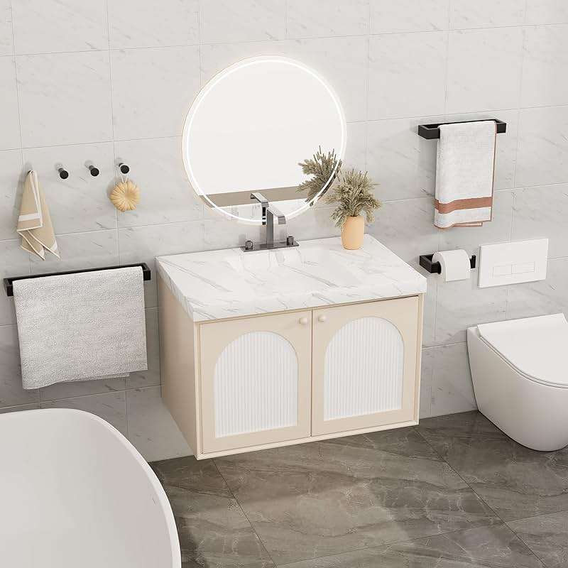 SAYAYO 7-Piece Bathroom Hardware Set Black, Includes 16 Inch Towel Bar, Towel Ring, Toilet Paper Holder & 4Pcs Coat Hooks Wall Mount, Towel Racks for Bathroom Accessories Set SUS304 Stainless Steel - Image 2