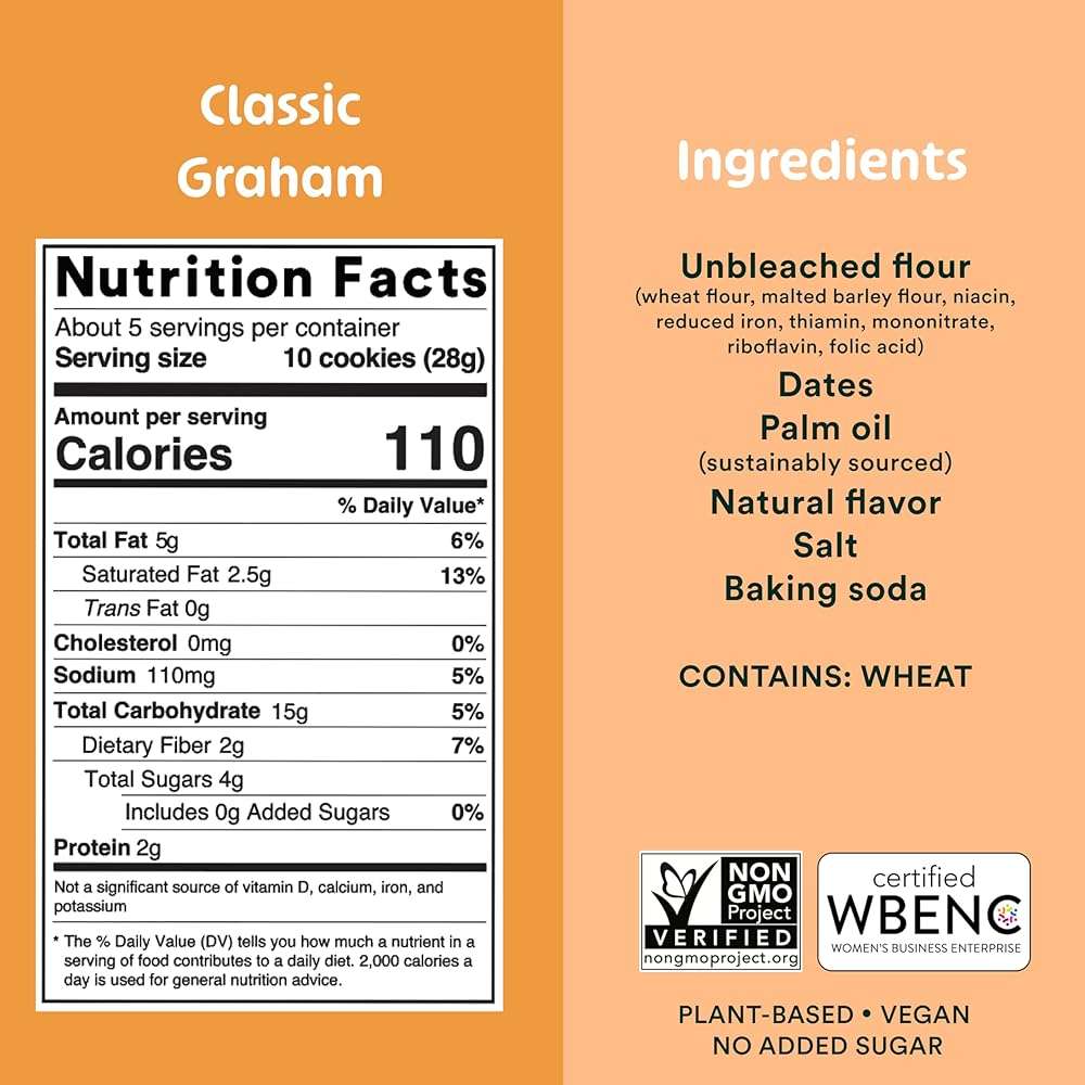 Must Love Classic Graham - No Added Sugar, Sweetened with Dates - Great for Pie Crust, Mini S'more, Cheese Boards - Simple Ingredients, Vegan, Plant-Based - Healthy Snacking for Family, 2 Pack x 5 oz - Image 2